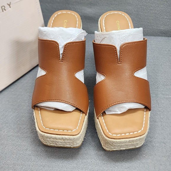Chinese Laundry Next Door Tan Smooth Espadrille Wedge Platform Sandals W Sz 7 M - Picture 3 of 8